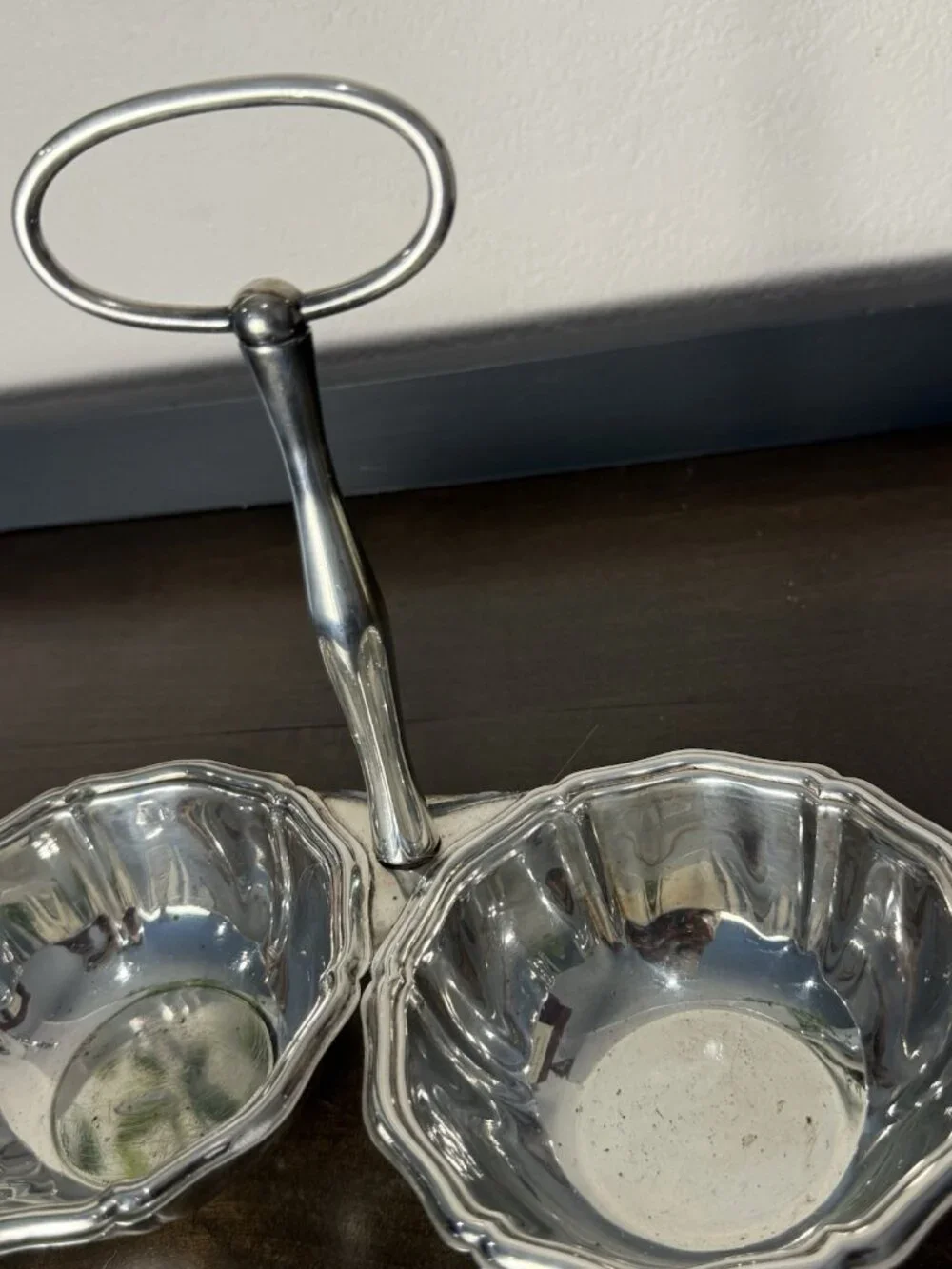 Vintage E&L Deffert Stainles Steel Double Condiment Server Relish Dish Germany